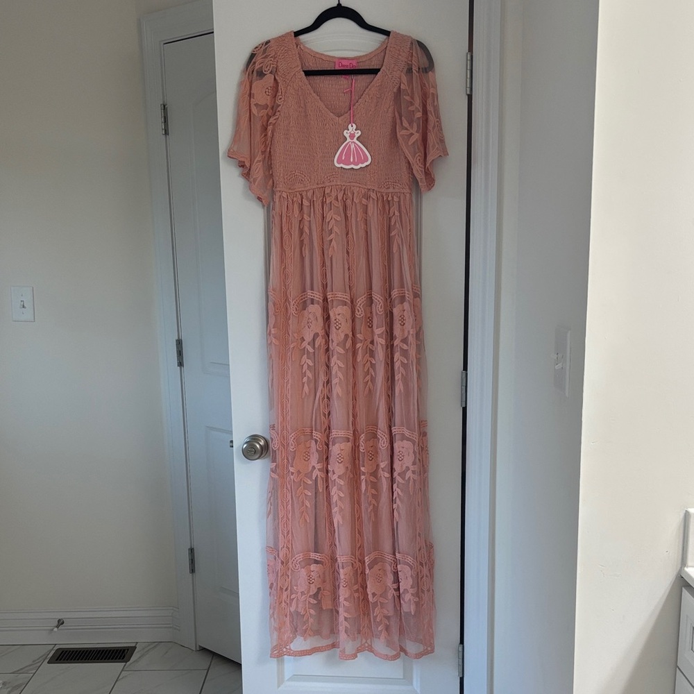 NWT Pink Lace Maxi Dress